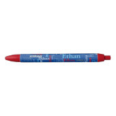 Stylo Noir Nom personnalisé bleu gris rouge typographique (Devant)