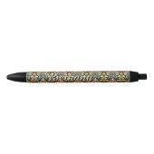 Stylo Noir Nom personnalisé Classic Floral (Devant)