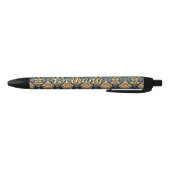 Stylo Noir Nom personnalisé Classic Floral (Bas)