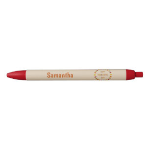 Stylo Noir Nom personnalisé des Feuilles de chêne Thanksgivin