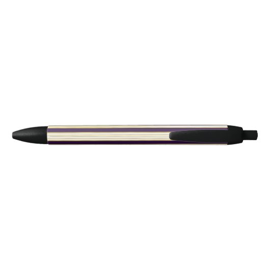 Stylo Noir Nom personnalisé du Motif de bande dorée violet fo (Dos)