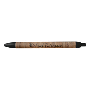 Stylo Noir Nom personnalisé en bois rustique