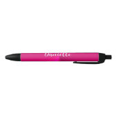 Stylo Noir Nom personnalisé en faux métal rose (Bas)