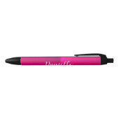 Stylo Noir Nom personnalisé en faux métal rose (Haut)