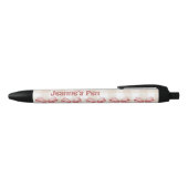 Stylo Noir Nom personnalisé En vichy & Bow rose doux (Haut)