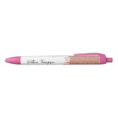 Stylo Noir Nom personnalisé et Rose de texte Parties scintill (Haut)