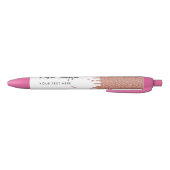 Stylo Noir Nom personnalisé et Rose de texte Parties scintill (Bas)