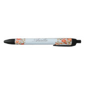 Stylo Noir Nom personnalisé Fleur Florale du pays mignon (Bas)