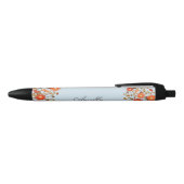 Stylo Noir Nom personnalisé Fleur Florale du pays mignon (Haut)