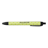 Stylo Noir Nom personnalisé Géométrique Diamant Lime Vert (Bas)