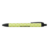 Stylo Noir Nom personnalisé Géométrique Diamant Lime Vert (Haut)