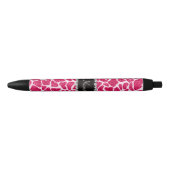 Stylo Noir Nom personnalisé girafe parties scintillant rose (Devant)