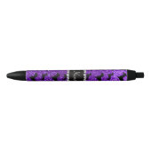 Stylo Noir Nom personnalisé indigo violet parties scintillant (Devant)
