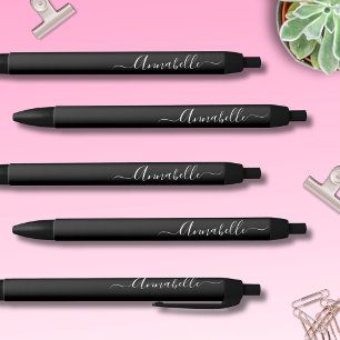 Stylo Noir Nom personnalisé noir et blanc