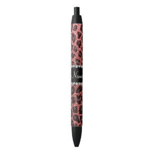 Stylo Noir Nom personnalisé parties scintillant rose corail e