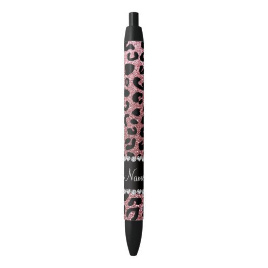 Stylo Noir Nom personnalisé parties scintillant rose pastel p (devant Vertical)