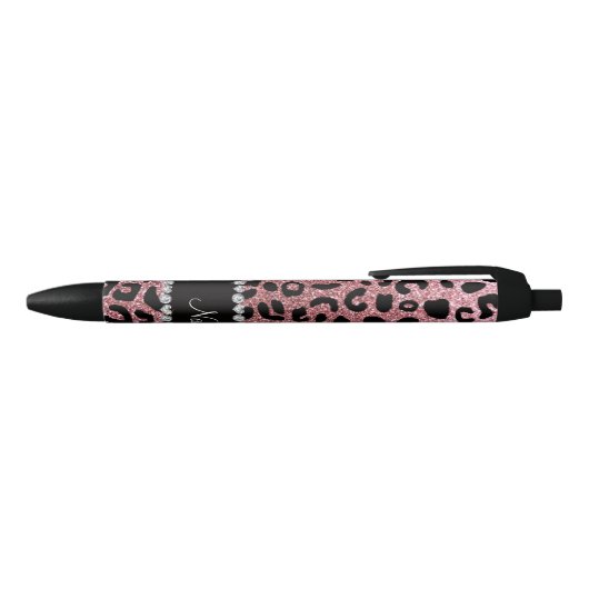 Stylo Noir Nom personnalisé parties scintillant rose pastel p (Haut)