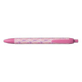 Stylo Noir Nom personnalisé Retro rose violet rose (Dos)