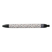 Stylo Noir Nom personnalisé rose Empreinte de léopard (Devant)