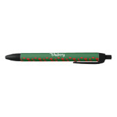 Stylo Noir Nom personnalisé tomates rouges sur vert (Bas)