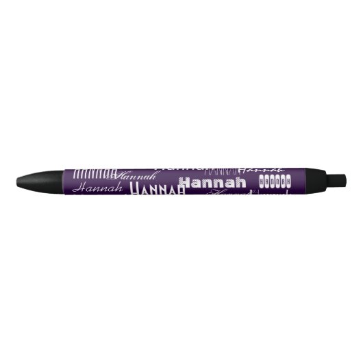 Stylo Noir Nom personnalisé violet (Devant)