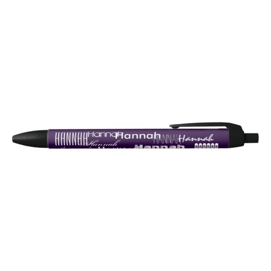 Stylo Noir Nom personnalisé violet (Haut)