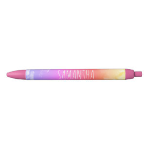 Stylo Noir Nom rose, pourpre, orange et jaune de coutume de