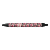 Stylo Noir Nom Roses rouges en rose (Devant)