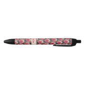 Stylo Noir Nom Roses rouges en rose (Bas)