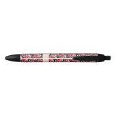 Stylo Noir Nom Roses rouges en rose (Dos)