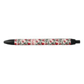 Stylo Noir Nom Roses rouges en rose (Devant)