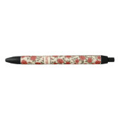 Stylo Noir Nom Roses rouges sur crème (Devant)