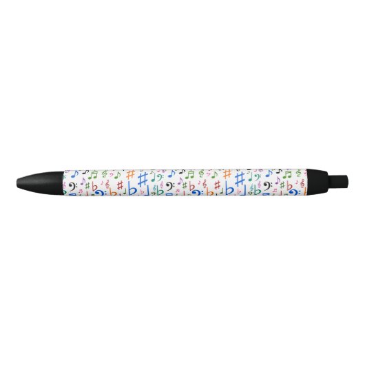 Stylo Noir Nombreuses notes et symboles musicaux (Devant)
