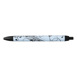 Stylo Noir Notes de musique fantaisie Bleu