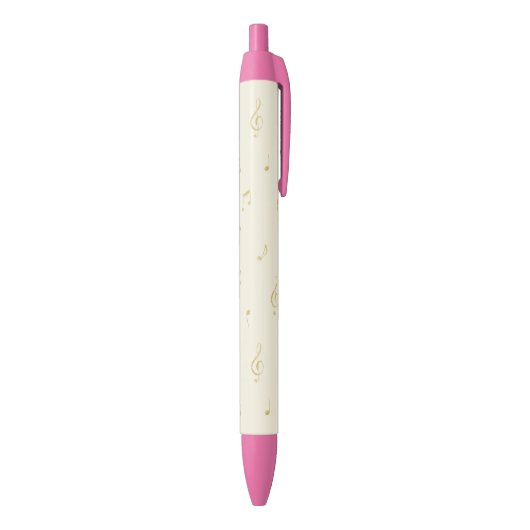 Stylo Noir Notes de musique pailletées or (Bas (Vertical))
