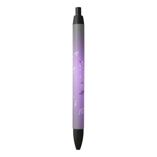 Stylo Noir Notes musicales dans Lilac au clair de lune (devant Vertical)