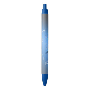 Stylo Noir Notes musicales en bleu clair de lune