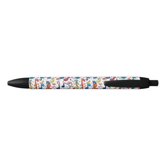 Stylo Noir Notes musicales Kawaii Art Design (Dos)