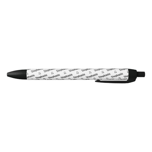Stylo Noir Notes musicales mignonnes avec nom Fun Writing (Bas)