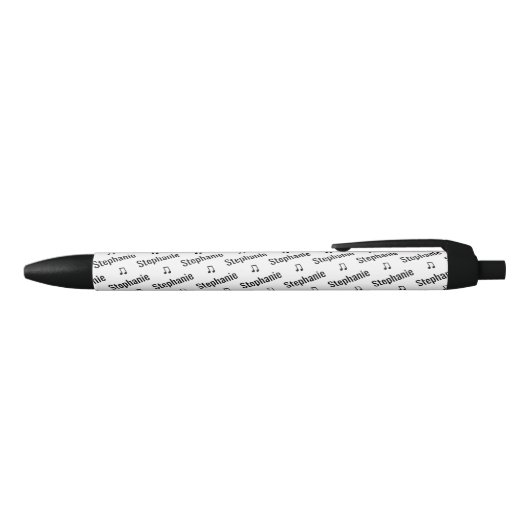 Stylo Noir Notes musicales mignonnes avec nom Fun Writing (Haut)