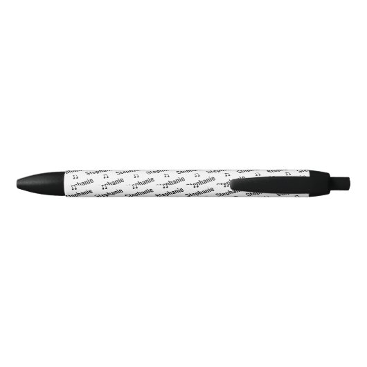 Stylo Noir Notes musicales mignonnes avec nom Fun Writing (Dos)