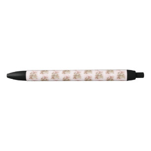 Stylo Noir Nouveau chapitre rubans roses