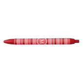 Stylo Noir Nuances de rouge et blanc rayé Monogramme (Devant)