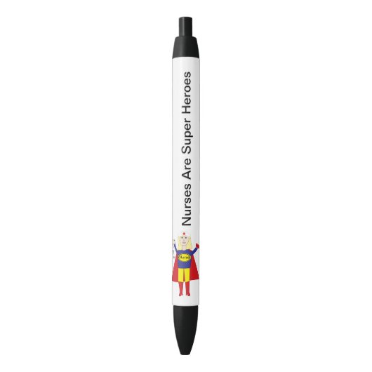 Stylo Noir Nurse Super Hero Funny Personnaliser (devant Vertical)