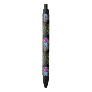 Stylo Noir Octopus Luminescence psychédélique