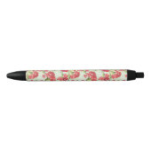 Stylo Noir Oeillets rouges sur le vert avec des papillons (Devant)