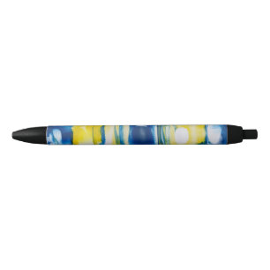 Stylo Noir œuvre d'art faite main/Bleu et jaune