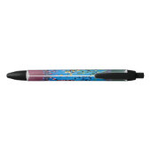 Stylo Noir Œuvre d'art faite main - La Roue de Fleurs (Dos)