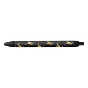 Stylo Noir Oiseau d'or sur Arrière - plan noir