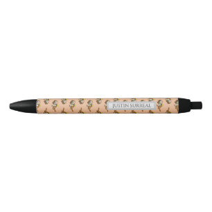 Stylo Noir Oiseau drôle avec panier d'oeufs colorés Personn